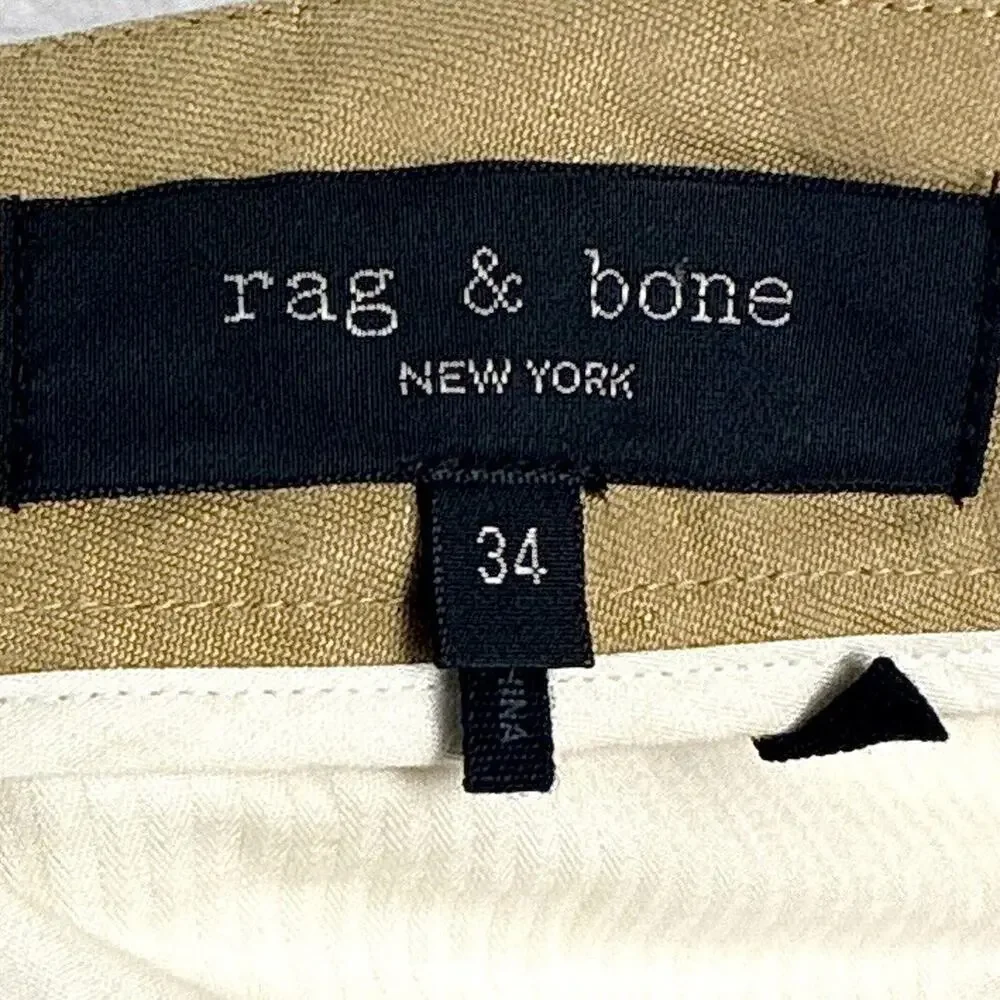 Rag and Bone Pants Mens 34 (36) Tan Linen Trousers Preppy Chino Classic Summer